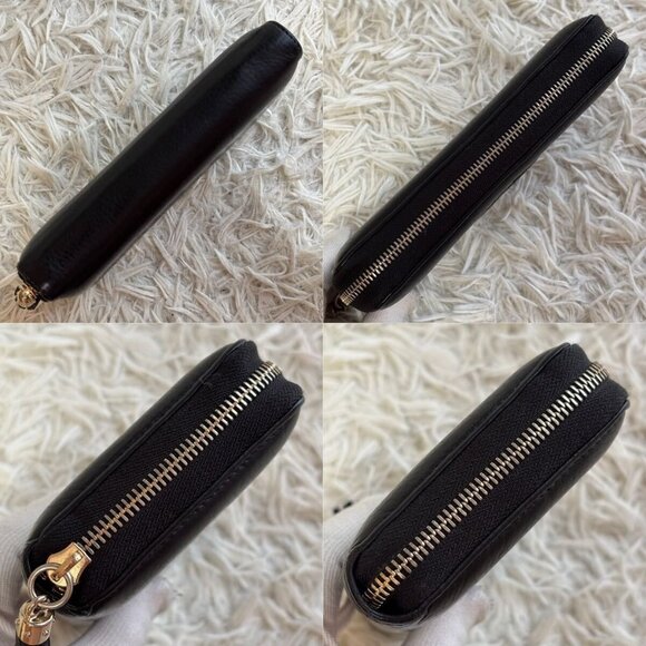 Authentic GUCCI Pebbled Calfskin Soho Zip Around Wallet Black Tassel Zippy - Picture 5 of 11